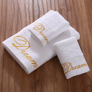 Algodão branco massagem mão toalha bordada toalha de banho mão toalha 700gsm