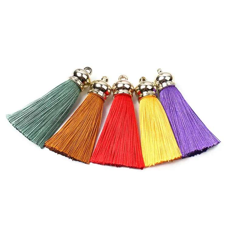 good quality manual craft colorful silk thread keychain tassel for bag