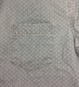 Mens DENIM impreso camisa de manga corta para con deshilachada Nd04 - Product Image 3