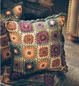RT17049 18x18 इंच 45x45 cm थोक कस्टम सोफे फेंक लक्जरी तकिए 100% हाथ crochet कुशन कवर