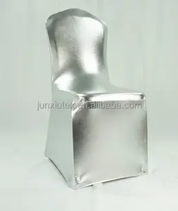 Shiny silver grey metallic stretch fabric spandex lycra chair cover for wedding party banquet dining
