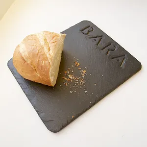 Planche de 38 fromage en ardoise personnalisée, plaque rectangulaire, 30x25x0.5cm, bord naturel rainuré