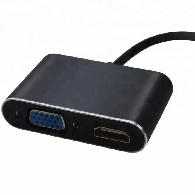 USB C hub 와 VGA F HDMI combo 2 in 1 support 4 천개 30 헤르쯔 및 mirror 디스플레이 알루미늄 합금 casing converter