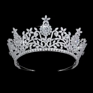 Echsioが花嫁ティアラの王冠を発売光沢のあるリストAAAラインストーン女性の結婚式のお祝いパーティー美容ページェントクラウンBC4624