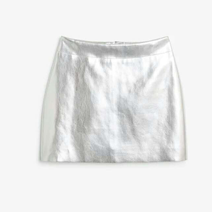 Simple Bright <strong>Silver</strong> PU Leather <strong>Skirt</strong> Patent Leather <strong>Skirt</strong> a Word Bag Hip Slim Slimming <strong>Skirt</strong> - Product Image 1