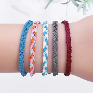 Boho imperméable de couleur cire chaîne bracelet tressé réglable bracelet d'amitié l'océan bracelet surfeur