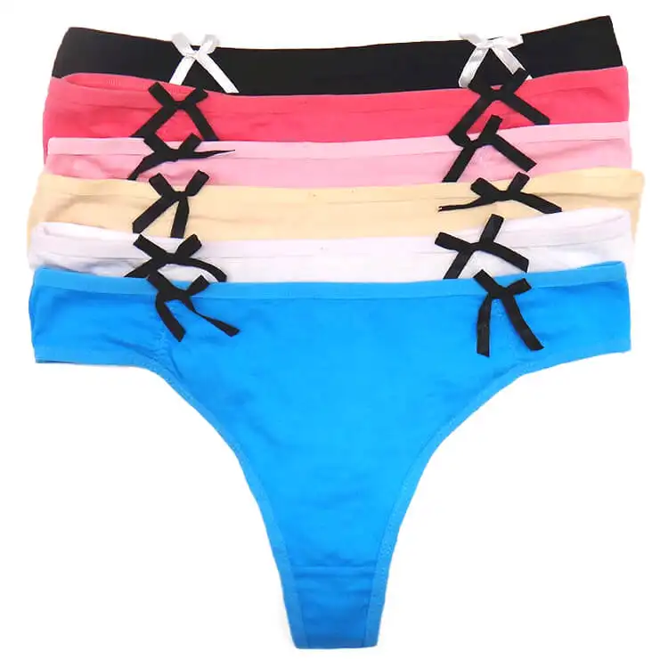 Yun Meng Ni Sexy Underwear Cute Bows Soft Cotton Girls Thongs