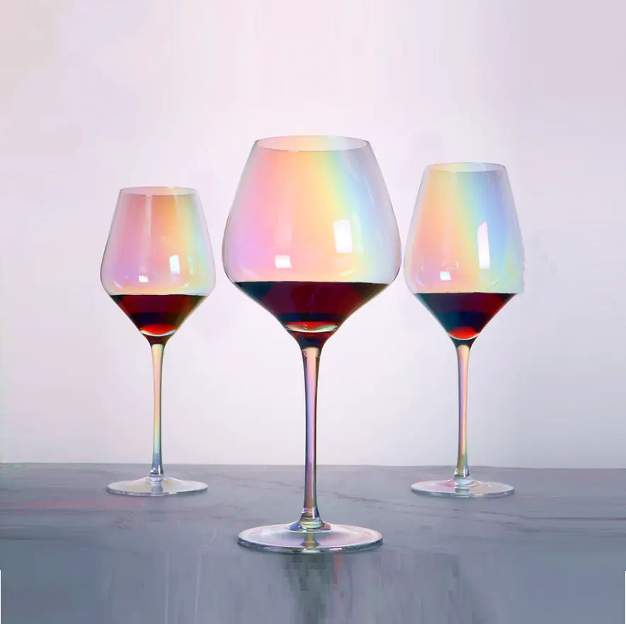 Colorful crystal glass goblet colored red wine glass color changing wine glasses with 2 sizes