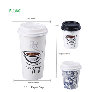 Tasses à café en papier avec couvercles 16 oz, pièces, imprimé personnalisé de haute qualité, pour emporter, cappuccino espresso, boissons chaudes - Product Image 2