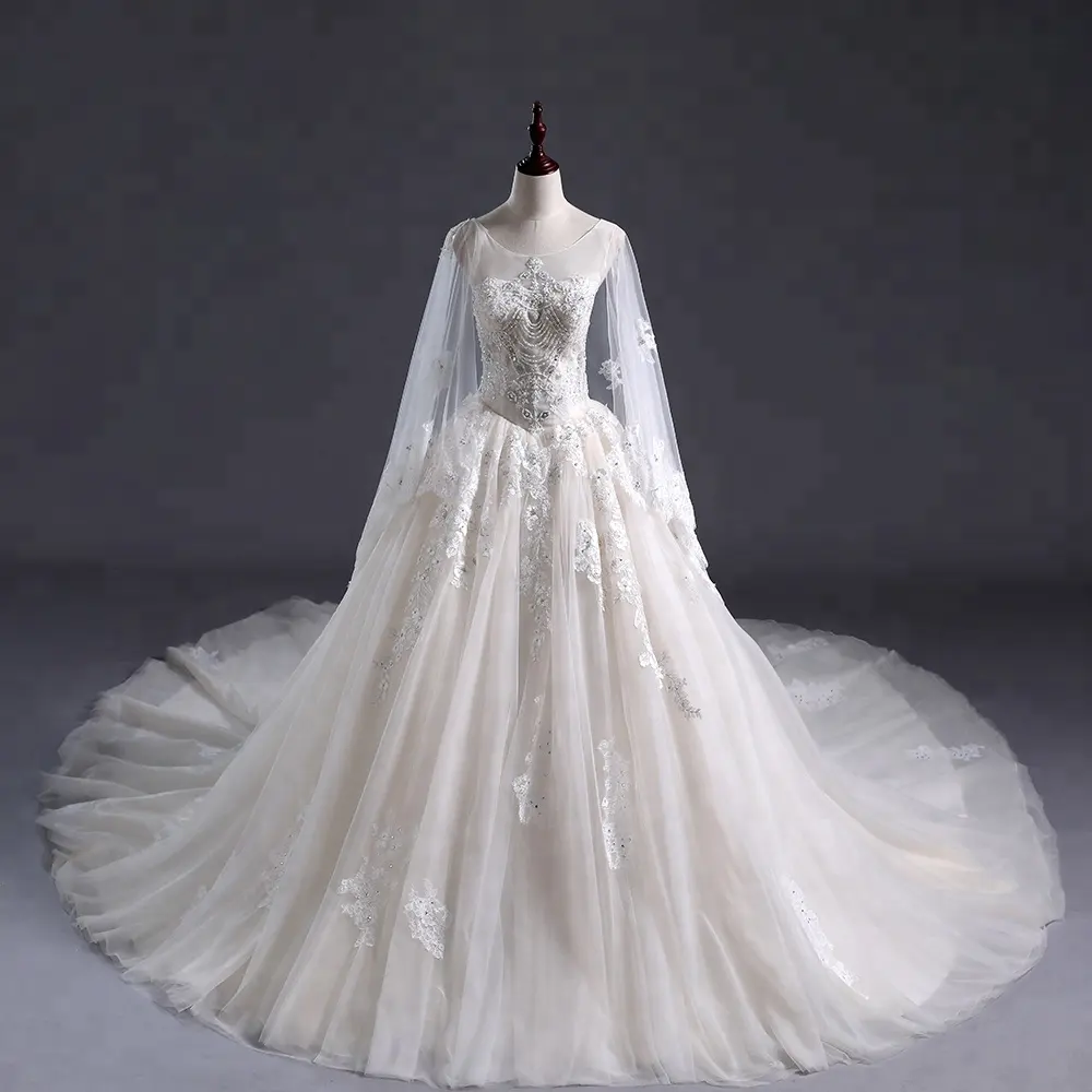 Gaun pengantin mewah, 2023, Gaun bola, gaun pernikahan Afrika manik-manik, gaun pengantin lengan panjang, gaun pengantin