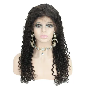 최고의 품질 100% 인간의 머리 처녀 깊은 웨이브 180% 밀도 레이스 가발 블랙 여성 자연 색상 레이스 프론트 가발
