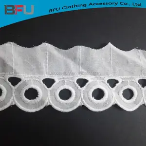 10cm white cotton lace Wholesale fashion design cotton eyelet lace fabric lace trim for garment