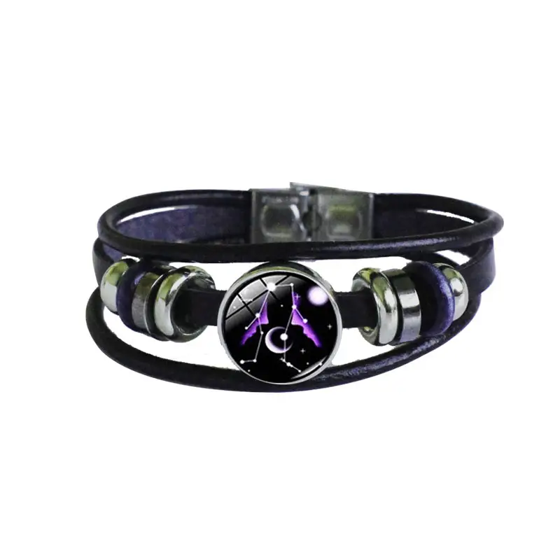 Lover Leather Alloy Watch Clasp 12 Jewelry Zodiac Bracelet ZU016