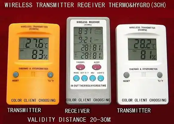 wireless thermometer, wireless hygrometer, wireless hygronom