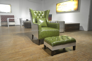 Cadeira de couro vintage com <span class=keywords><strong>ottoman</strong></span> poltrona de couro verde