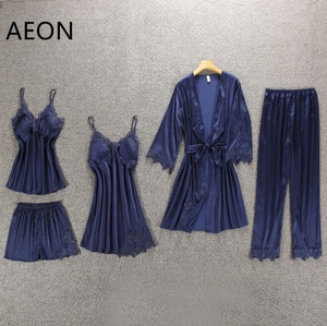女式性感蕾丝3件套内衣长丝缎睡袍睡袍套装 - Product Image 3
