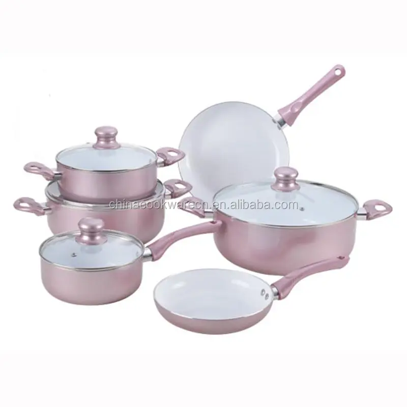 Cao Mài Mòn Bằng Chứng Gốm 10 Cái Nhôm Cookware Set Miễn Phí Dầu Không Dính Home Cách Sử Dụng Nấu Pot Và Pan Set