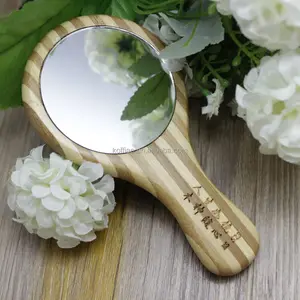 Promoción barato mini de madera marco de madera espejo de aumento