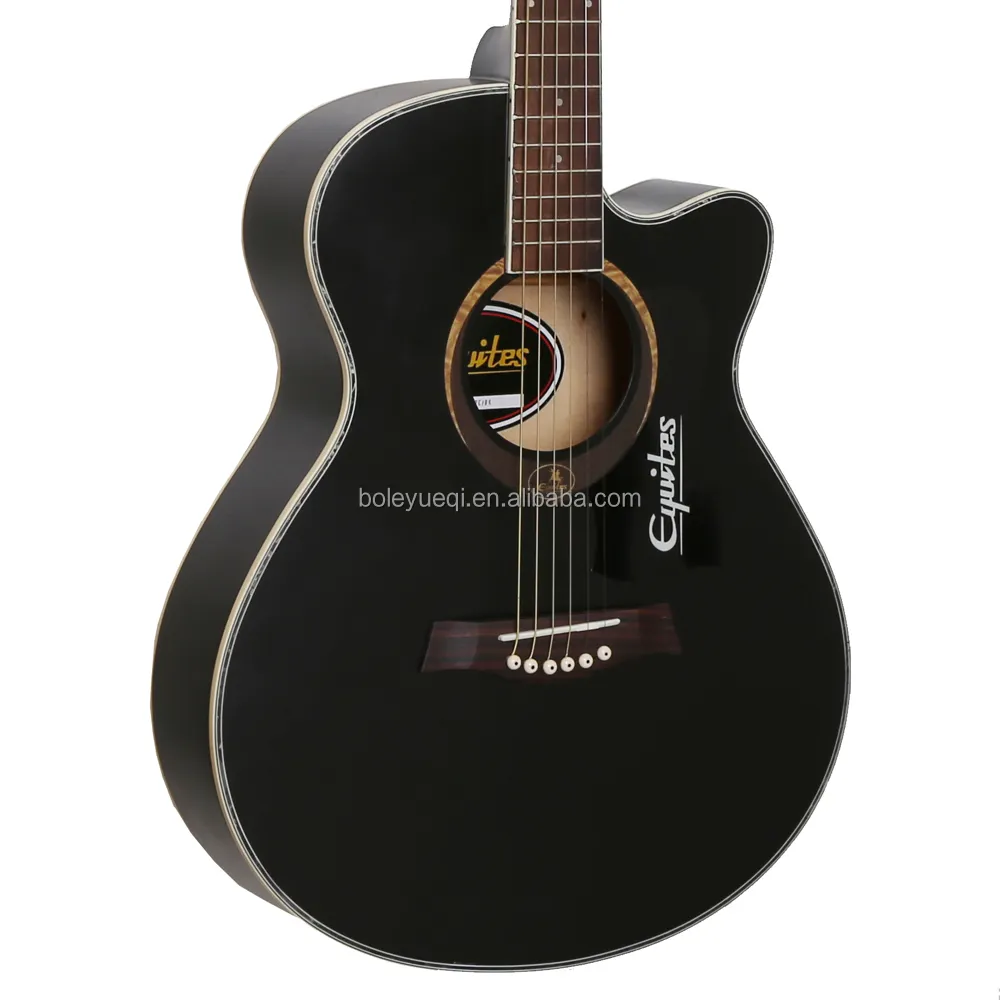Schwarze Farbe 40 Zoll Akustik gitarre Chinesisches Musik instrument Reise Akustik gitarre Qualität Fichte Gitarre Akustik