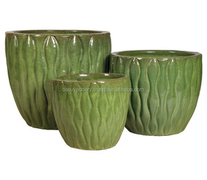 Pots émaillés en céramique ronds d'Eco pour la décoration de jardin, faits à la main au Viet Nam - Product Image 2
