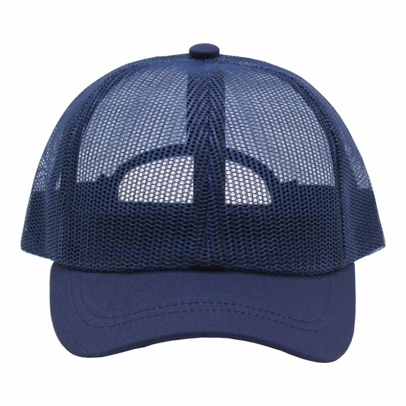 Custom size korte rand bill mannen black mesh gerecycled trucker hoed vol mesh baseball cap
