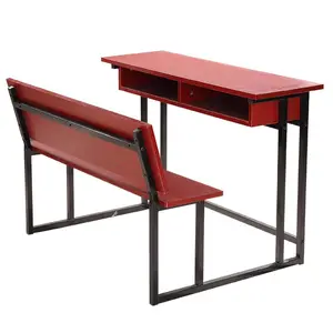 Hot Sale Quality Golden Supplier Metal School Furniture Study Two Seater Table Chair Desks Used For Student