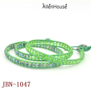 Vert Cristal Perles 3 Couches Vert Bracelet En Cuir pour <span class=keywords><strong>les</strong></span> Femmes Multicouche Bénédiction <span class=keywords><strong>Pierres</strong></span> Bracelets bracelet - Product Image 3