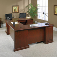 Bureau de direction en bois en forme de L avec taille king (FOHS-A3315)