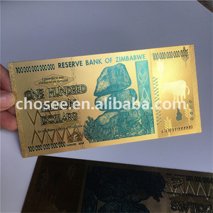 Banconote del Zimbabwe da 100 Trilioni in Foglia d'Oro 24k per Collezionisti - Product Image 6
