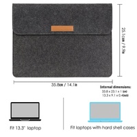 MOKO ISO BSCI Business Style Vente en gros Feutre Sleeve 12 13 13.3 Pouces Portable Laptop Sleeve Case Sac Petit Sac pour MacBook Air 13