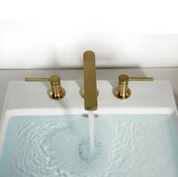 Robinet mélangeur de salle de bain monotrou à poser sur le plan, en laiton brossé doré, avec poignée unique et cartouche céramique