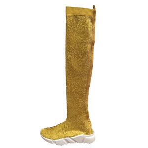 Sneakers con Logo personalizzato da <span class=keywords><strong>donna</strong></span> con diamanti e stivali lunghi con cristalli alti - Product Image 2