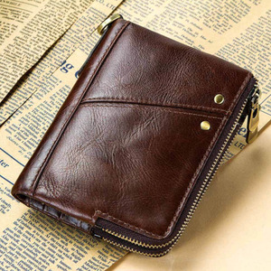 <span class=keywords><strong>Portafoglio</strong></span> in Pelle Stile Vintage Italiano con RFID per <span class=keywords><strong>Uomo</strong></span>, Corto con Doppia Cerniera <span class=keywords><strong>Verticale</strong></span>, Portamonete e Porta Carte Multifunzione in Poliestere - Product Image 3