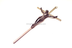 Croix de jésus, Crucifix en métal, suspendu avec jésus, église religieuse, INRI - Product Image 2