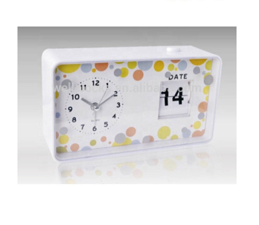 Breve Home Decoração Página Turning Desk Clock Tabela Flip Down Clock Operação Manual Flip Calendar Desktop Alarm Clock