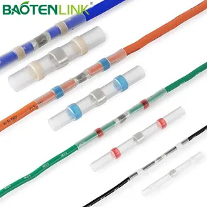 BAOTENG 100PCS Solder Seal Wire Connectors, Heat Shrink Butt Connector Waterproof Insulated Electrical Butt Terminals