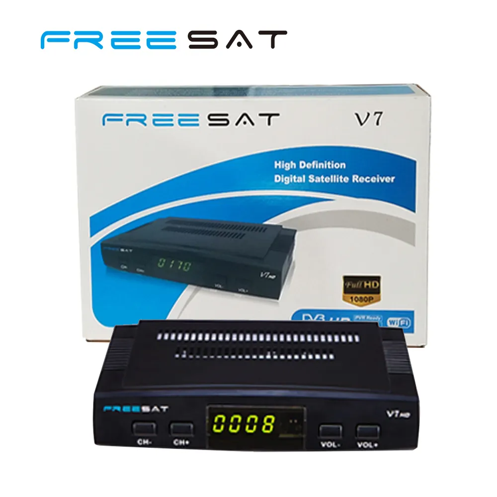 Fuente de la fábrica Freesat HD V7 LNB DVB-S/S2 1080 P receptor de satélite árabe Con Cccam Biss PowerVu Canales Clave