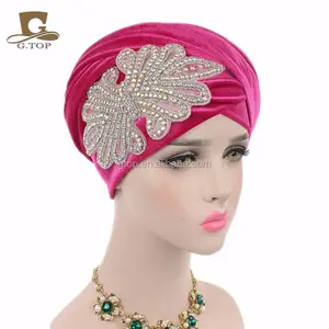 NEW Gorgeous Crystal Jewelry Extra Long Velvet Turban Hijab Head Scarf Head Wraps TJM-38A