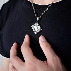 <span class=keywords><strong>Collana</strong></span> <span class=keywords><strong>di</strong></span> <span class=keywords><strong>libri</strong></span> in acciaio inossidabile con gioielli in versi della bibbia Vintage - Product Image 2