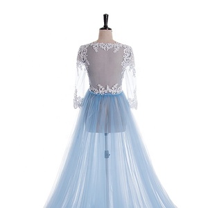 Applique Lungo Blu Plus Size Delle <span class=keywords><strong>Donne</strong></span> Vestiti <span class=keywords><strong>Da</strong></span> Sera <span class=keywords><strong>Per</strong></span> Le <span class=keywords><strong>Donne</strong></span> Incinte - Product Image 3
