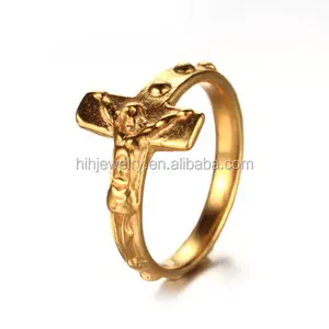 थोक नई डिजाइन यरूशलेम गहने यीशु ईसाई क्रॉस अंगूठी गहने के लिए सोने की अंगूठी डिजाइन पुरुषों