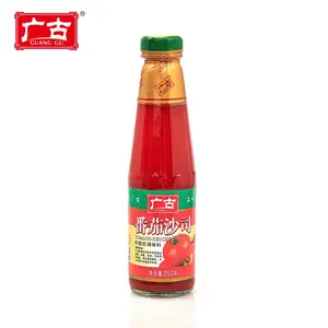 China Preço de Fábrica Por Atacado 250g Pasta de Tomate * 24 Ketchup Garrafa De Vidro