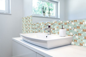 Tuiles de coquillages en verre <span class=keywords><strong>bleu</strong></span> et blanc de plage, mosaïque en résine, nacre polie pour salle de bain et <span class=keywords><strong>douche</strong></span> - Product Image 6