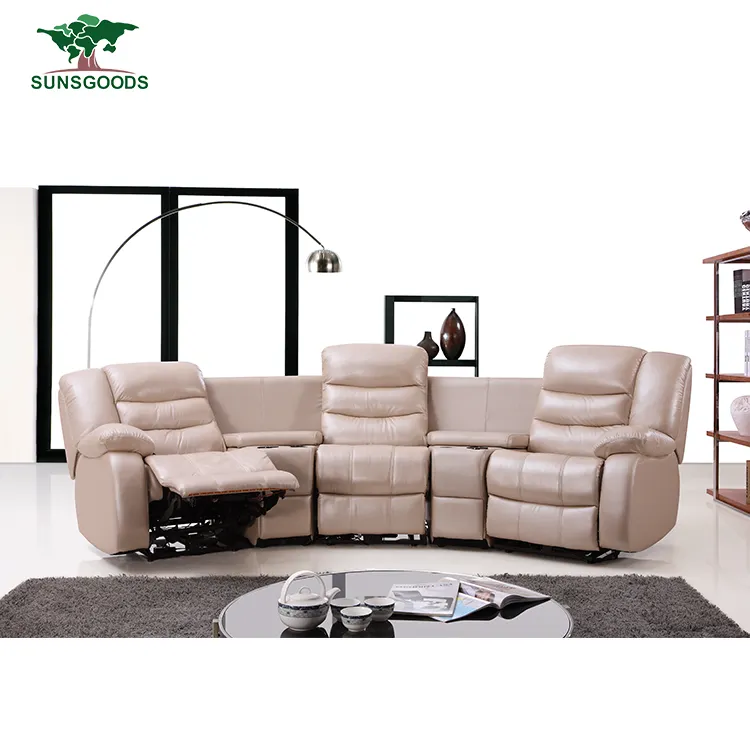 Sofá multifuncional personalizado, sofá reclinable eléctrico Foshan, sofá de cuero genuino para perezosos