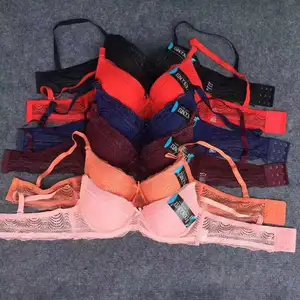 Venta al por mayor de moda de diseño de encaje más barato push up bra ropa interior de las mujeres stocklot