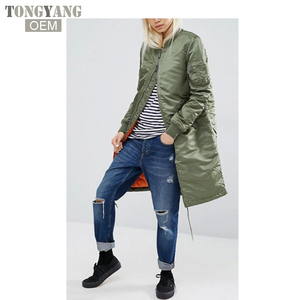 TONGYANG Chaquetas y abrigos largos de invierno Abrigo de primavera para <span class=keywords><strong>mujer</strong></span> Chaqueta de bombardero verde oliva informal Chaquetas básicas para <span class=keywords><strong>mujer</strong></span> - Product Image 2