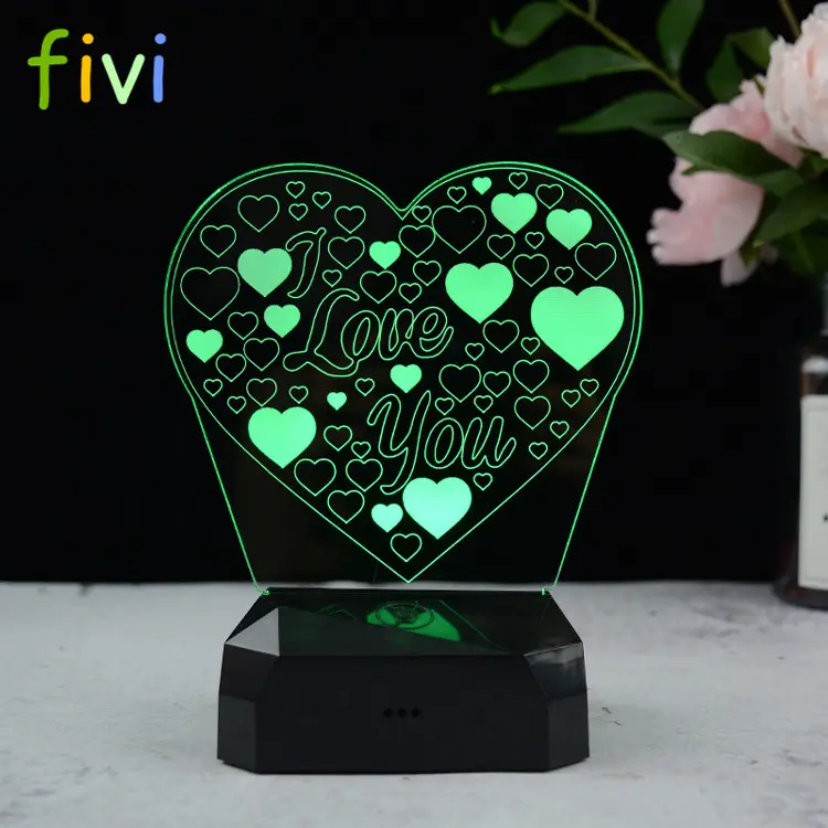 I Love You3Dハート型LEDナイトライトロマンチックな雰囲気デスクランプ結婚式の装飾愛好家カップルギフトベビースリープライト