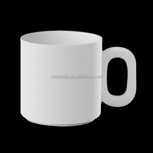 Taza apilable de sublimación, taza blanca recubierta con número cero, mango en forma de 0, 7oz