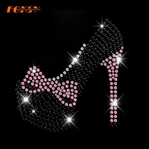 Sepatu Bling Motif Memperbaiki Panas untuk Kaus, Disetrika Tambalan Strass FOKSY