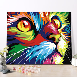 CHENISTORY DZ99136 Animales Pintura Por Números Gato Mirar Cielo Sobre Lienzo Con Marco Para Niños - Product Image 1